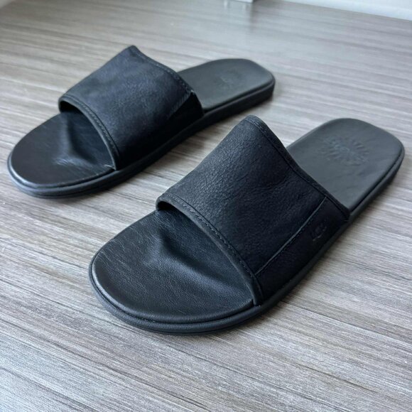 UGG Men's Seaside Slides Sandals Black Nubuck size 10 $80 - Picture 3 of 9